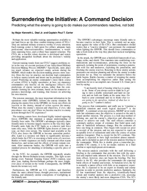 (PDF) Surrendering the Initiative: A Command Decision