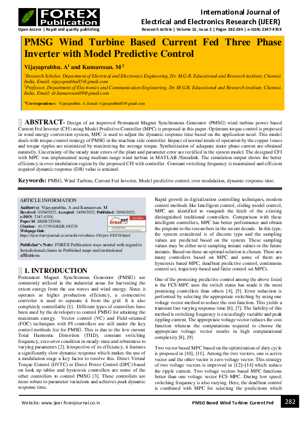 (PDF) PMSG Wind Turbine Based Current Fed Three Phase Inverter with ...