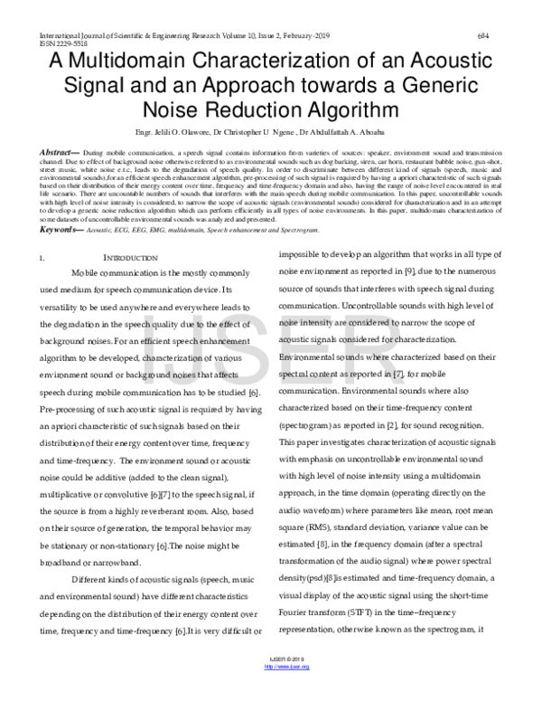 (PDF) A Multidomain Characterization of an Acoustic Signal and an ...