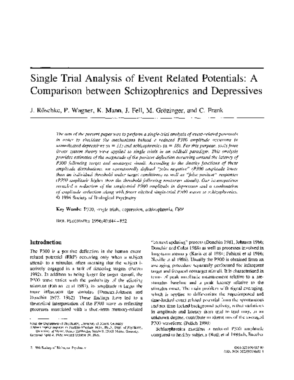 (PDF) Single trial analysis of event related potentials: A comparison ...