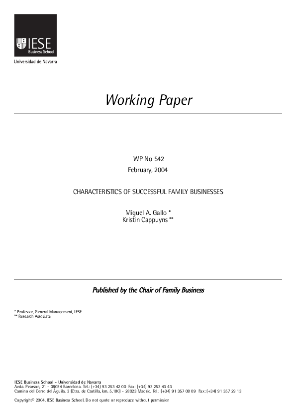 (PDF) Characteristics of Successful Family Businesses