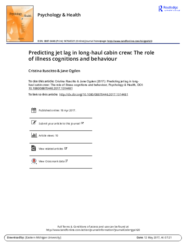  PDF Predicting Jet Lag In Long haul Cabin Crew The Role Of Illness 
