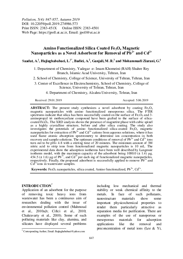 (PDF) Amino Functionalized Silica Coated Fe3O4 Magnetic Nanoparticles ...