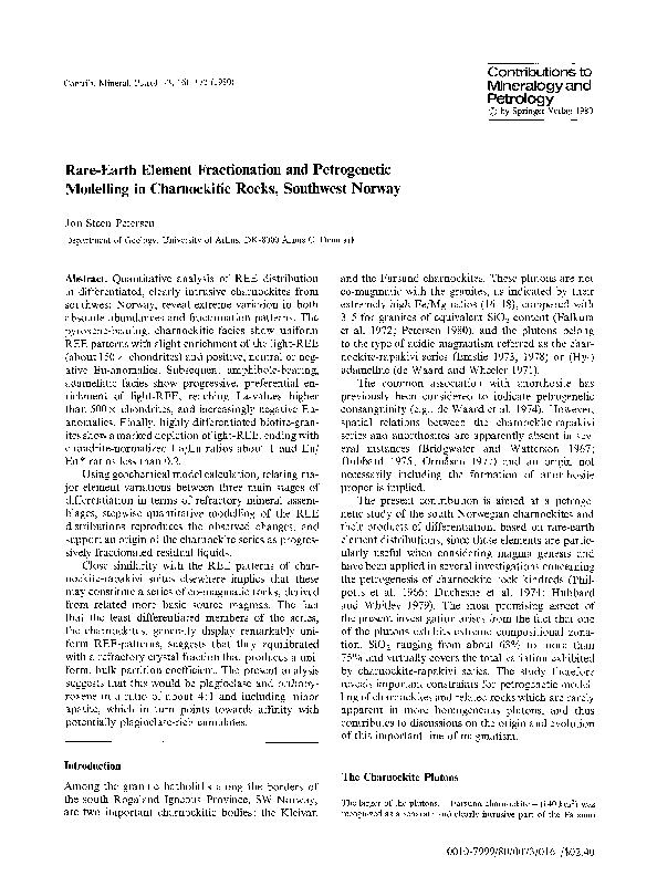 (PDF) Rare-earth element fractionation and petrogenetic modelling in ...