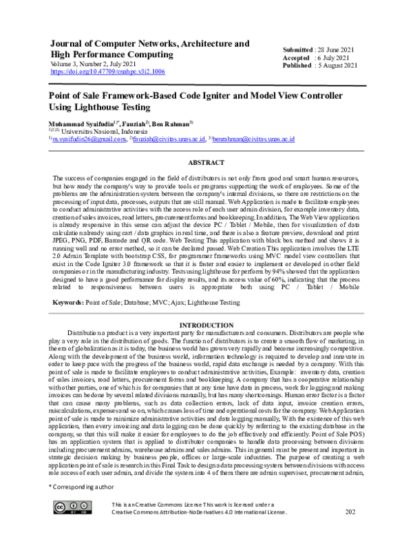 (PDF) Point of Sale Framework-Based Code Igniter and Model View ...