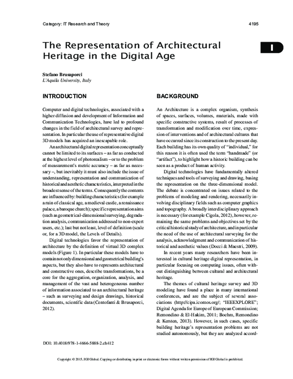 (PDF) The Representation of Architectural Heritage in the Digital Age