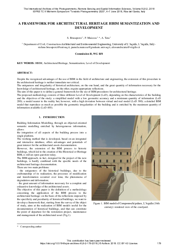 (PDF) A Framework for Architectural Heritage Hbim Semantization and ...