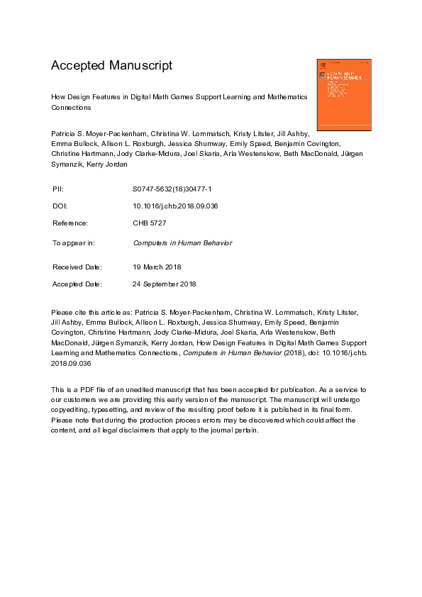 (PDF) How design features in digital math games support learning and ...