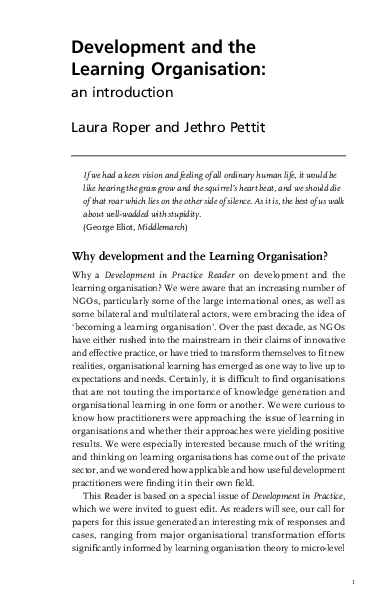 (PDF) Development and the Learning Organisation: An introduction