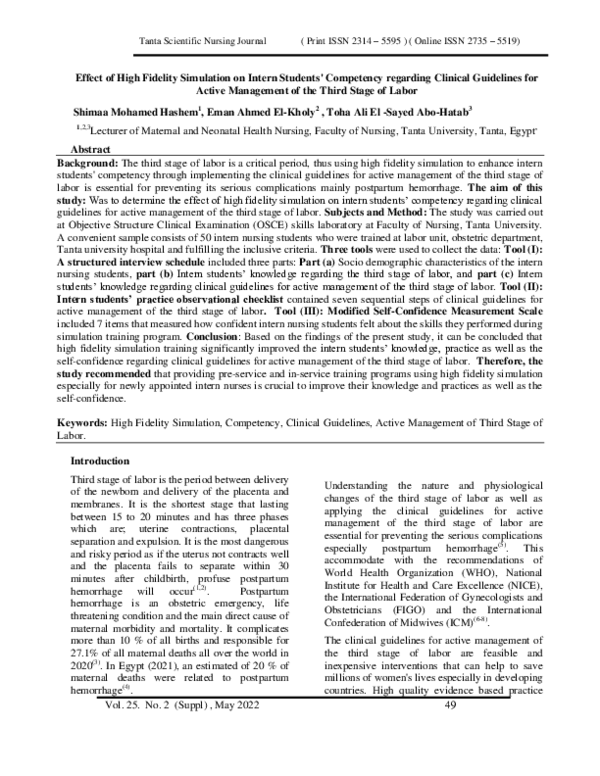 (PDF) Effect of High Fidelity Simulation on Intern Students' Competency ...