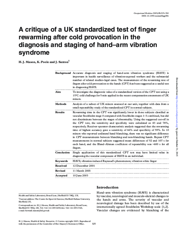 (PDF) A critique of a UK standardized test of finger rewarming after ...