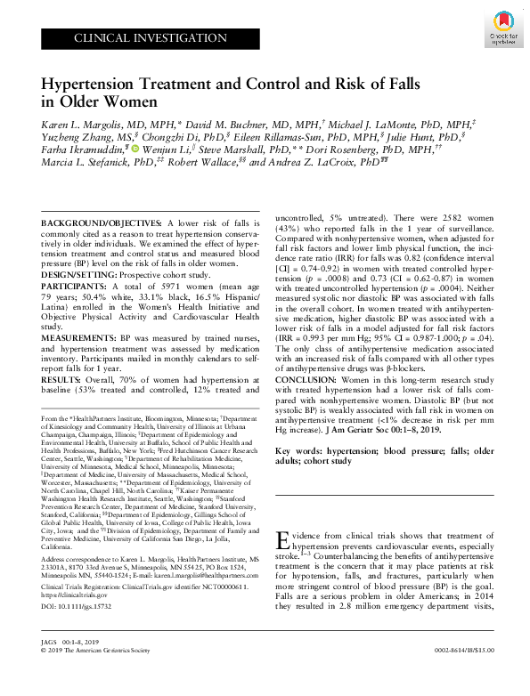 (PDF) Hypertension Treatment and Control and Risk of Falls in Older Women