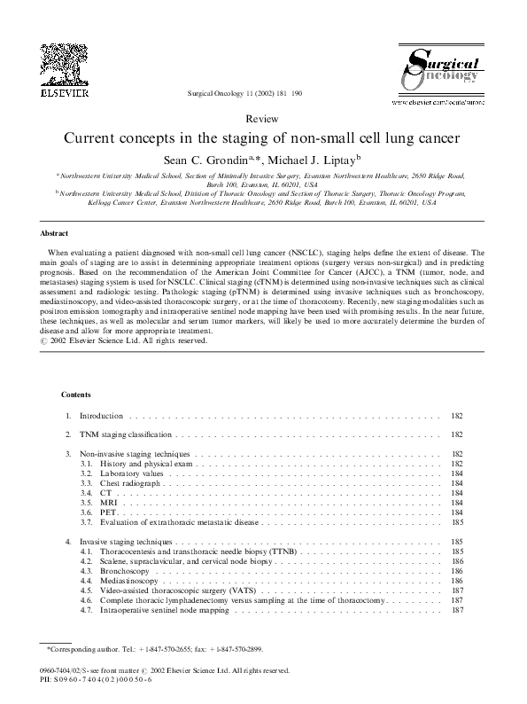 (PDF) Current concepts in the staging of non-small cell lung cancer