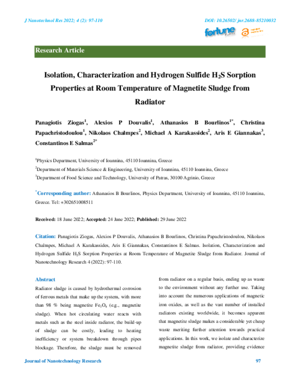 (PDF) Isolation, Characterization and Hydrogen Sulfide H 2 S Sorption ...