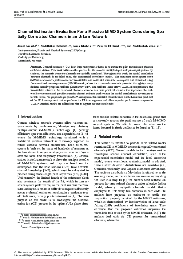(PDF) Channel Estimation Evaluation For a Massive MIMO System ...