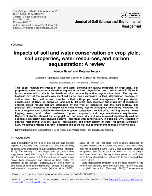 (PDF) Impacts of soil and water conservation on crop yield, soil ...