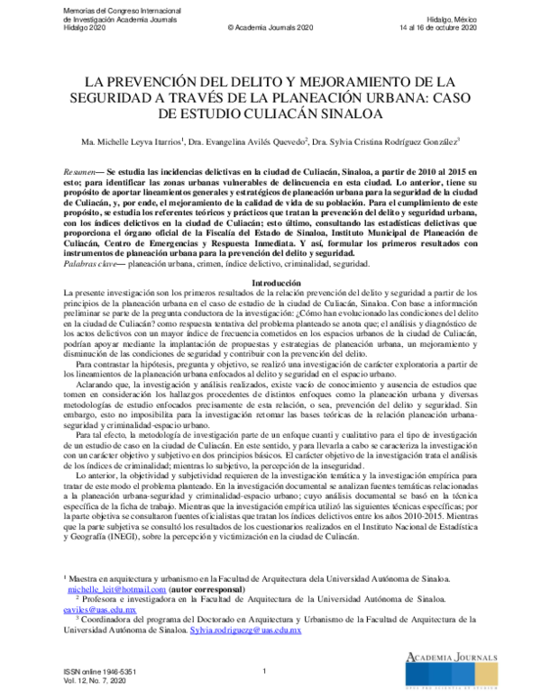 (PDF) LA PREVENCIÓN DEL DELITO Y MEJORAMIENTO DE LA SEGURIDAD A TRAVÉS ...