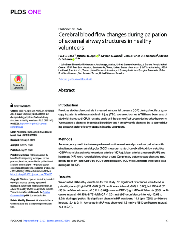 (PDF) Cerebral blood flow changes during palpation of external airway ...