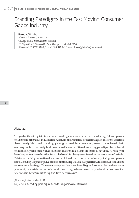 (PDF) Branding Paradigms in the Fast Moving Consumer Goods Industry