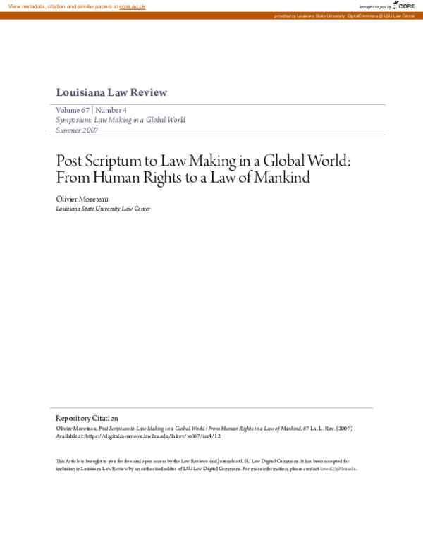 (PDF) Post Scriptum to Law Making in a Global World: From Human Rights ...