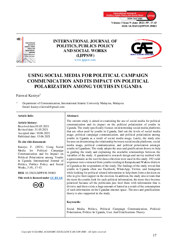 (PDF) Using Social Media for Political Campaign Communication and Its ...