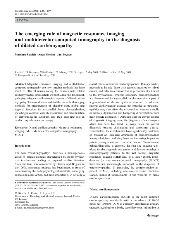 (PDF) The emerging role of magnetic resonance imaging and multidetector ...