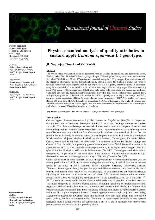 (PDF) Physico-chemical analysis of quality attributes in custard apple ...