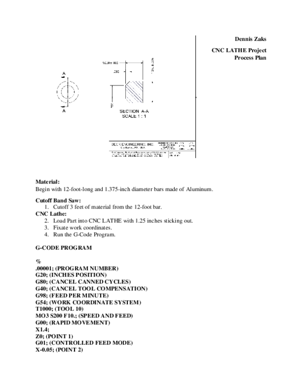 (PDF) CNC LATHE Project Process Plan (Gcode example) Dennis Zaks Academia.edu