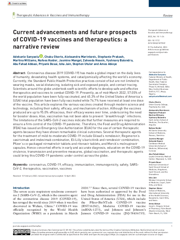 (PDF) Current advancements and future prospects of COVID-19 vaccines ...