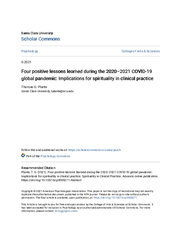 (PDF) Four positive lessons learned during the 2020–2021 COVID-19 ...