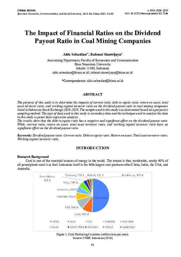 (PDF) The Impact of Financial Ratios on the Dividend Payout Ratio in ...