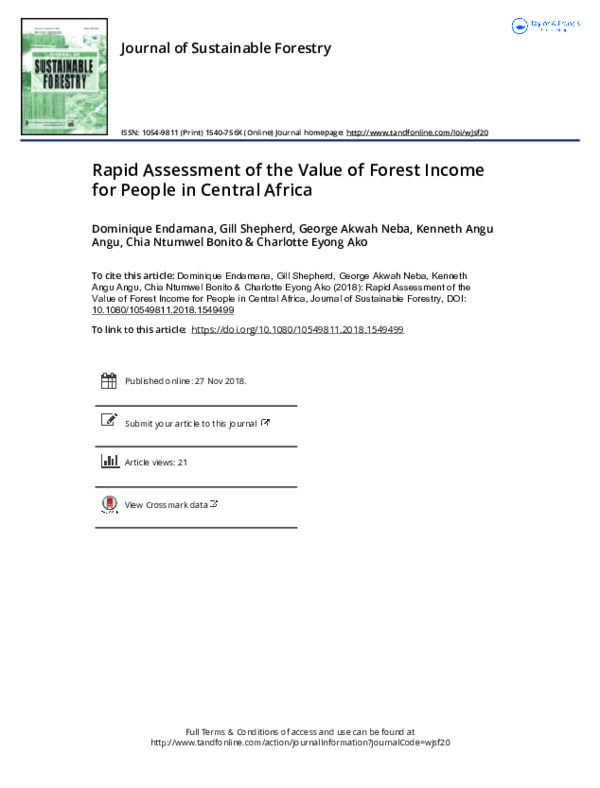 (PDF) Rapid Assessment of the Value of Forest Income for People in ...