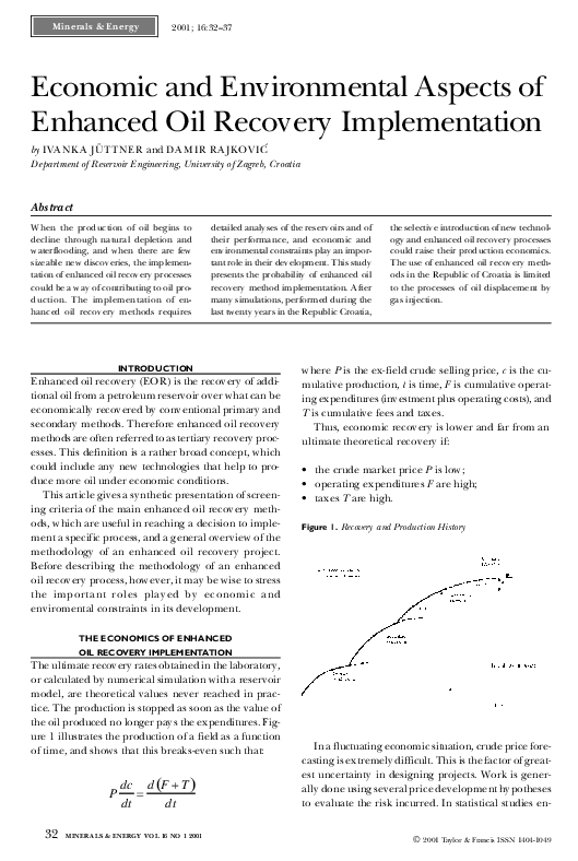 (PDF) Economic and Environmental Aspects of Enhanced Oil Recovery ...