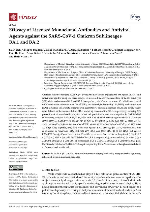 (PDF) Efficacy of Licensed Monoclonal Antibodies and Antiviral Agents ...