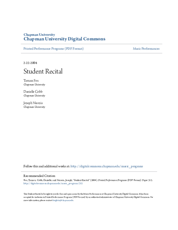 (PDF) Student Recital | Danielle Cobb - Academia.edu