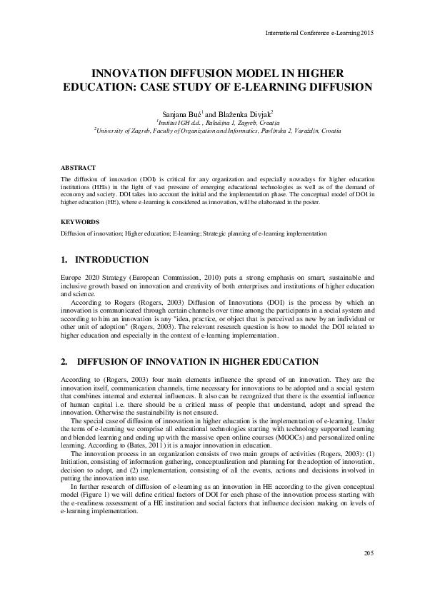 (PDF) Innovation Diffusion Model in Higher Education: Case Study of E ...
