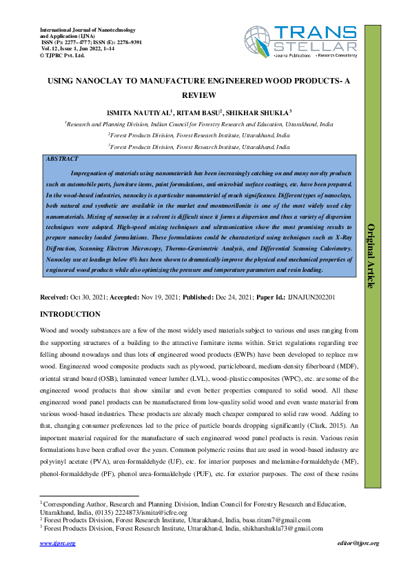 (PDF) International Journal of Nanotechnology and Application (IJNA
