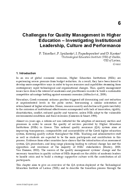(PDF) Challenges for Quality Management in Higher Education ...