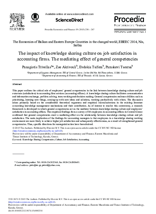 (PDF) The Impact of Knowledge Sharing Culture on Job Satisfaction in ...