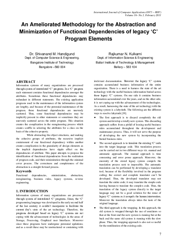 (PDF) An Ameliorated Methodology for the Abstraction and Minimization ...