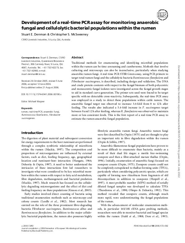 (PDF) Development of a real-time PCR assay for monitoring anaerobic ...