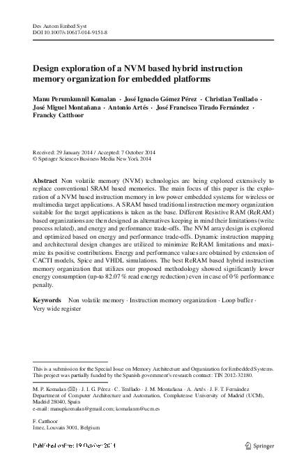 (PDF) Design exploration of a NVM based hybrid instruction memory ...