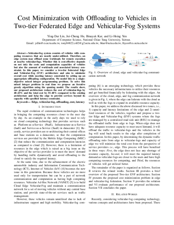 (PDF) Cost Minimization with Offloading to Vehicles in two-Tier ...