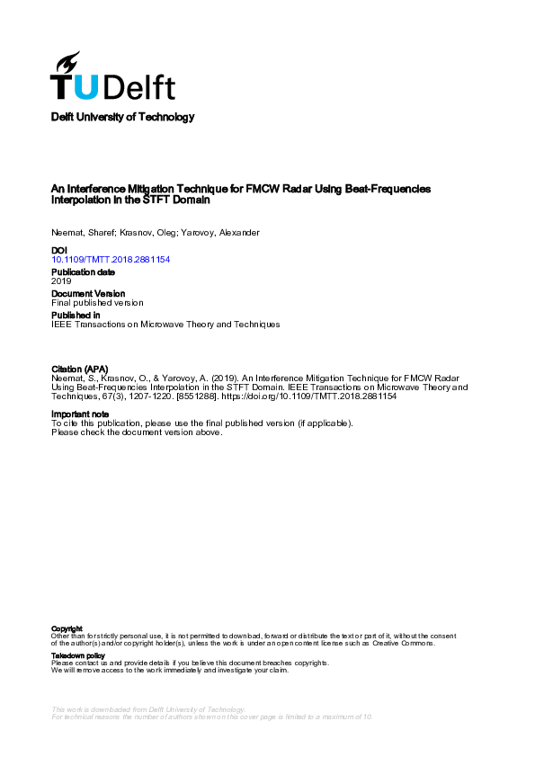 (PDF) An Interference Mitigation Technique for FMCW Radar Using Beat ...