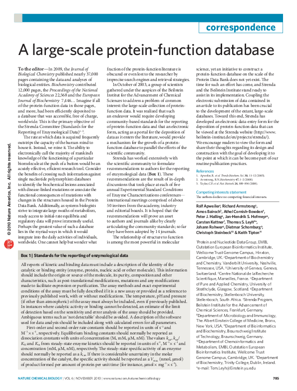 (PDF) A largescale proteinfunction database JanHendrik Hofmeyr