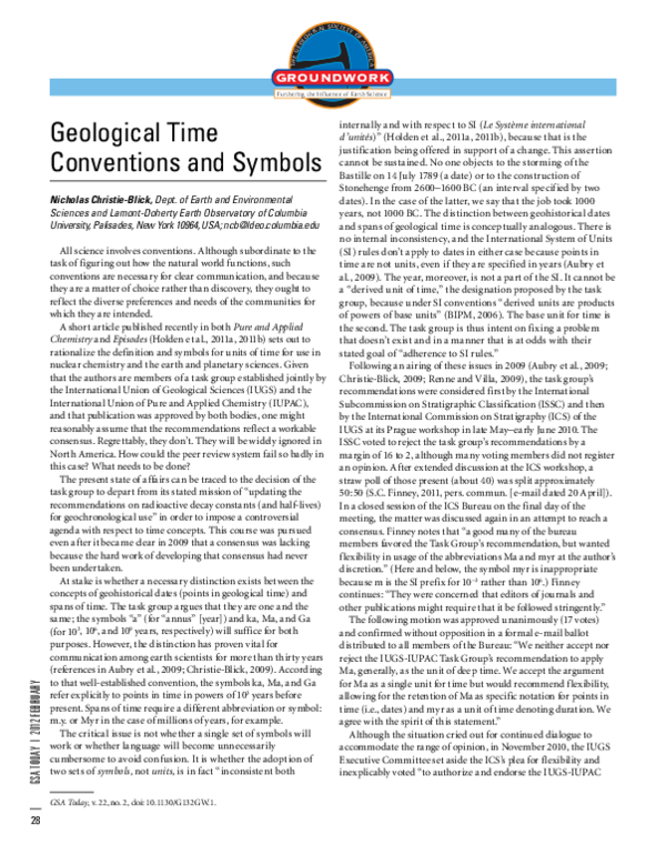 (PDF) Geological Time Conventions and Symbols