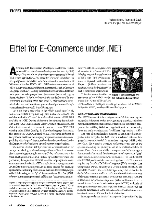 (PDF) Eiffel for E-Commerce under .NET | Bertrand Meyer - Academia.edu