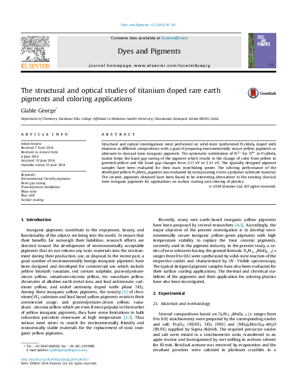 (PDF) The structural and optical studies of titanium doped rare earth ...