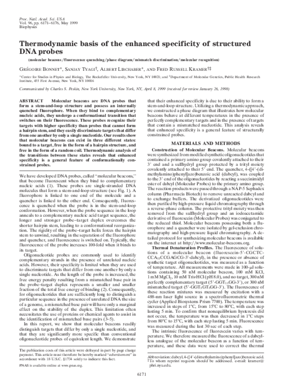 (PDF) Thermodynamic basis of the enhanced specificity of structured DNA ...
