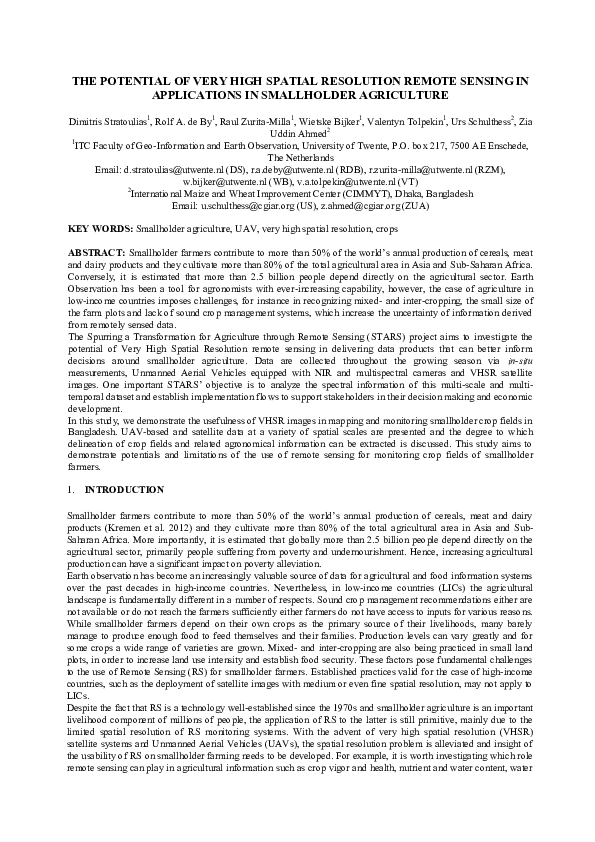 (PDF) The potential of very high spatial resolution remote sensing in ...